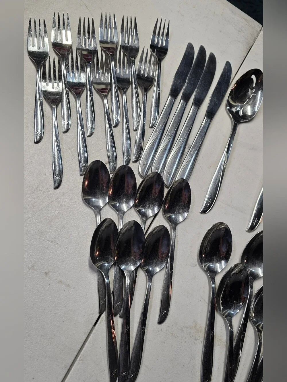 45 Pc. Oneida TWIN STAR Atomic Community Stainless Flatware Serving Utensil MCM